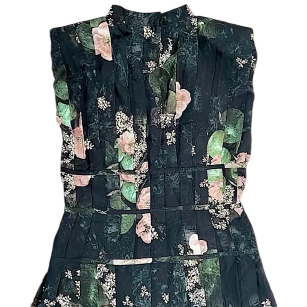 NWT’S All Saints Coco Asiago Maxi Dress Black & Pink Fishtail Grunge Floral 12 - Picture 9 of 15